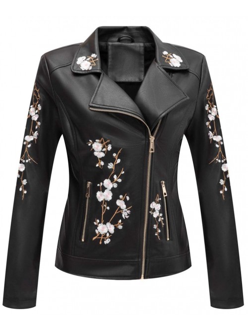 Womens Faux Leather Casual Short Jacket, Fall and ...