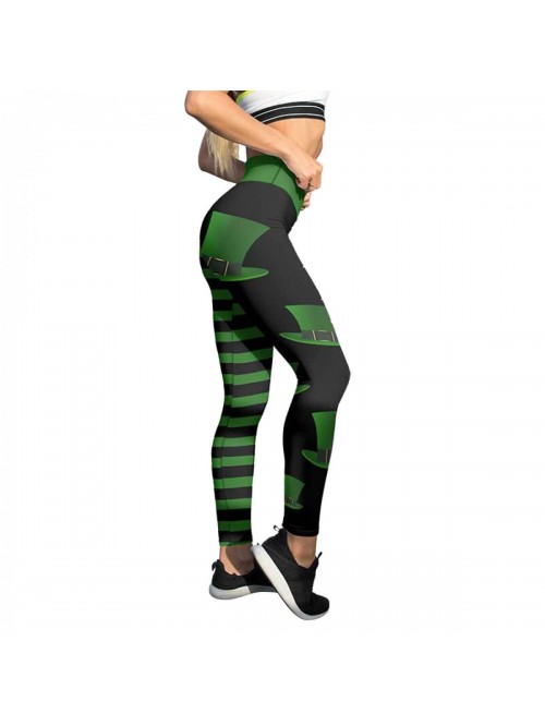 Patrick's Day Leggings Lucky Shamrock High Waist Y...