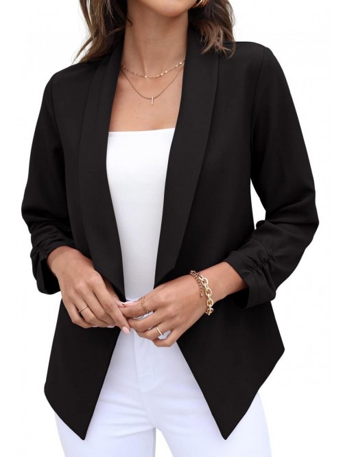 Women's Blazer Suit Open Front Cardigan 3/4 Sleeve...