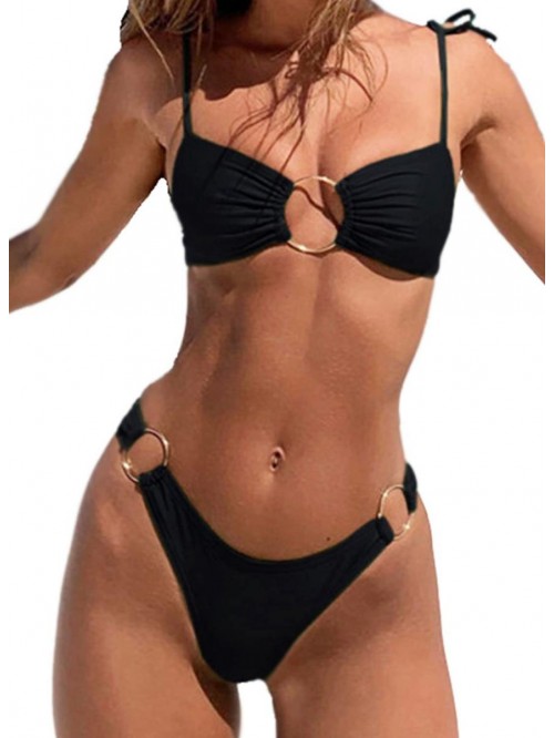 String Bikini Swimsuits, Sexy O-Ring High Cut Chee...