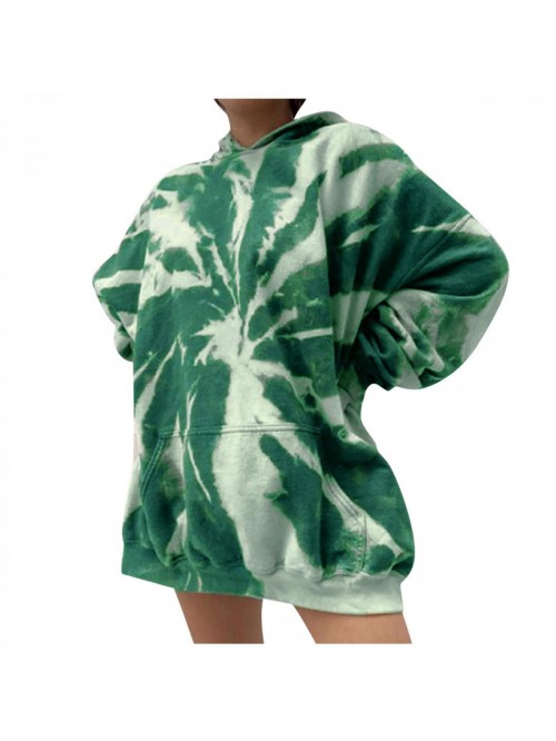 Oversized Hooded Neck Sweatshirt Fashion Tie Dye P...