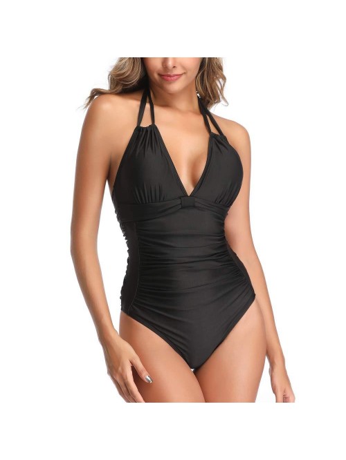 Women's Tummy Control Swimwear Halter One Piece Re...