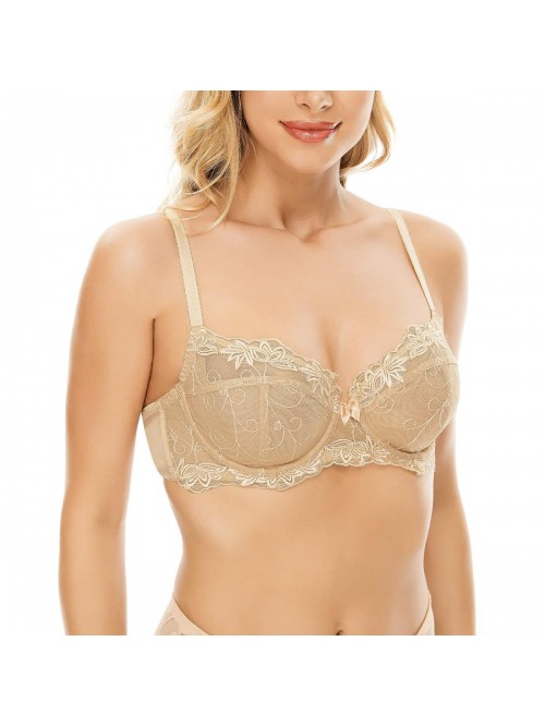 Women’s Sexy Lace Bra Plus Size Underwire Embroi...