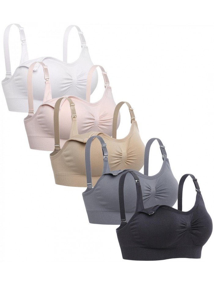 Womens Sleeping Nursing Bra Wirefree Breastfeeding Maternity Bralette Pack of 5 