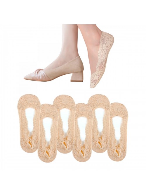 No Show Socks Womens 6 Pairs Lace Socks Ultra Low ...