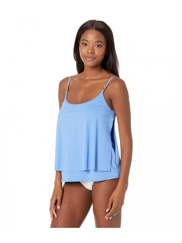 Michael Kors womens Iconic Solids Double Layer Tankini Top