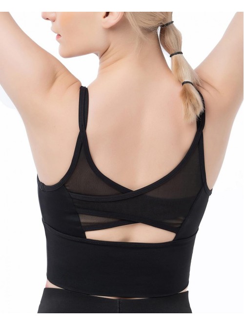 Women's Strappy Yoga Sports Bra - Open Back Padded...